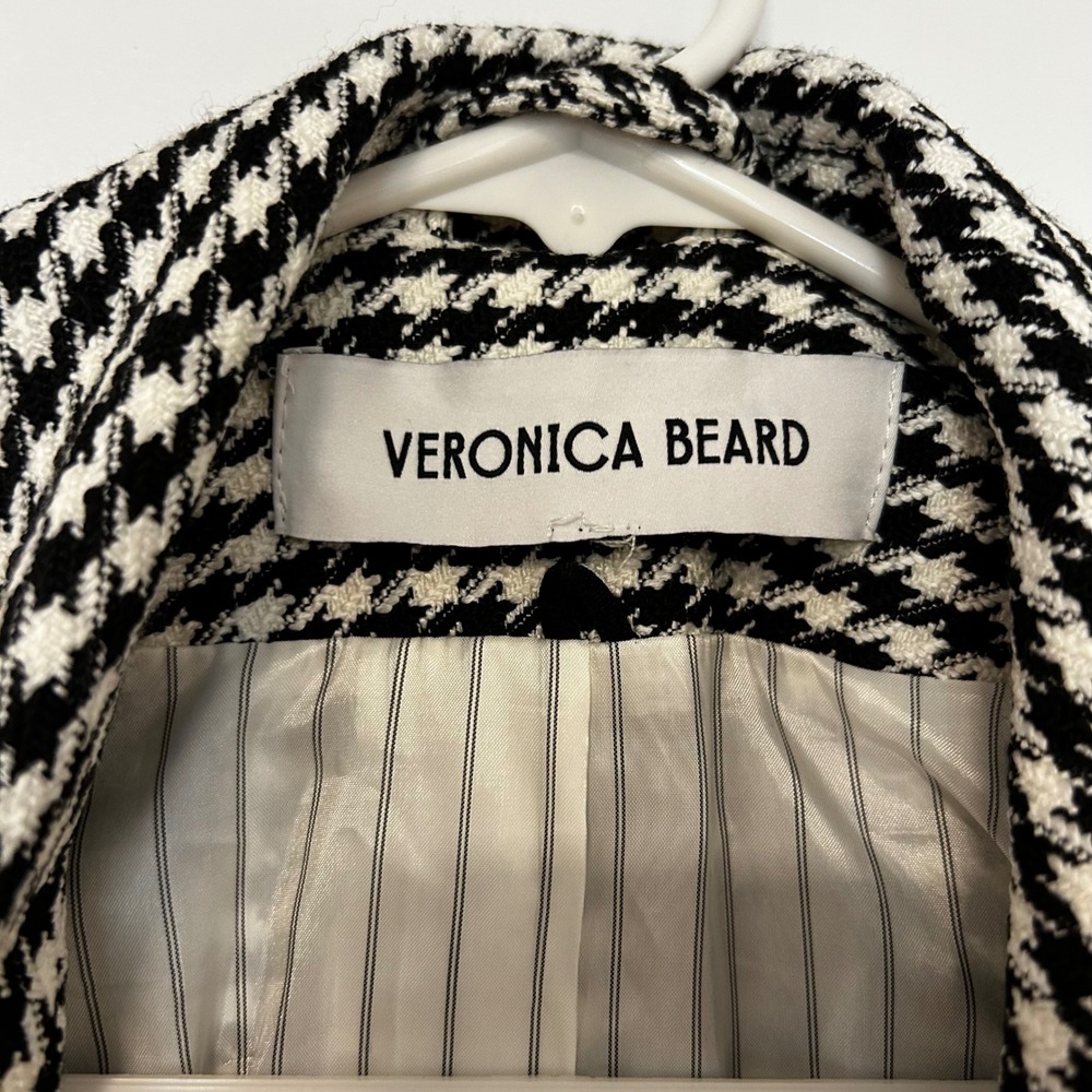 Veronica Beard Houndstooth Dickey Double Breasted Blazer Black White Women Large - Picture 8 of 13